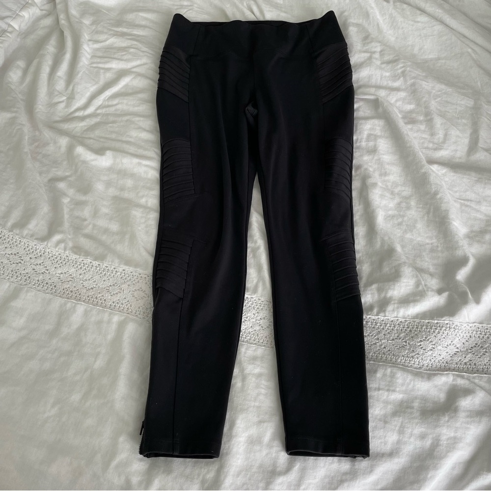 Athleta LARGE Moto Legging Delancey Moto Tight Black Pants Bottom Zipper
